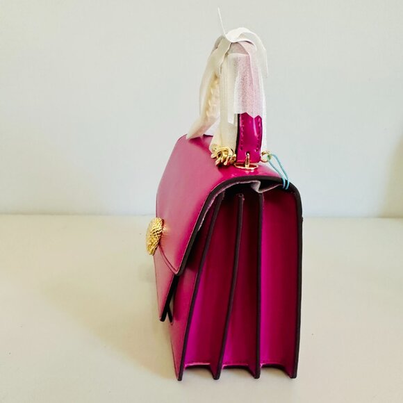 TIFFANY & FRED PARIS SERPENTINE FUCHSIA SMOOTH LEATHER TOP HANDLE CROSSBODY BAG - Picture 8 of 13